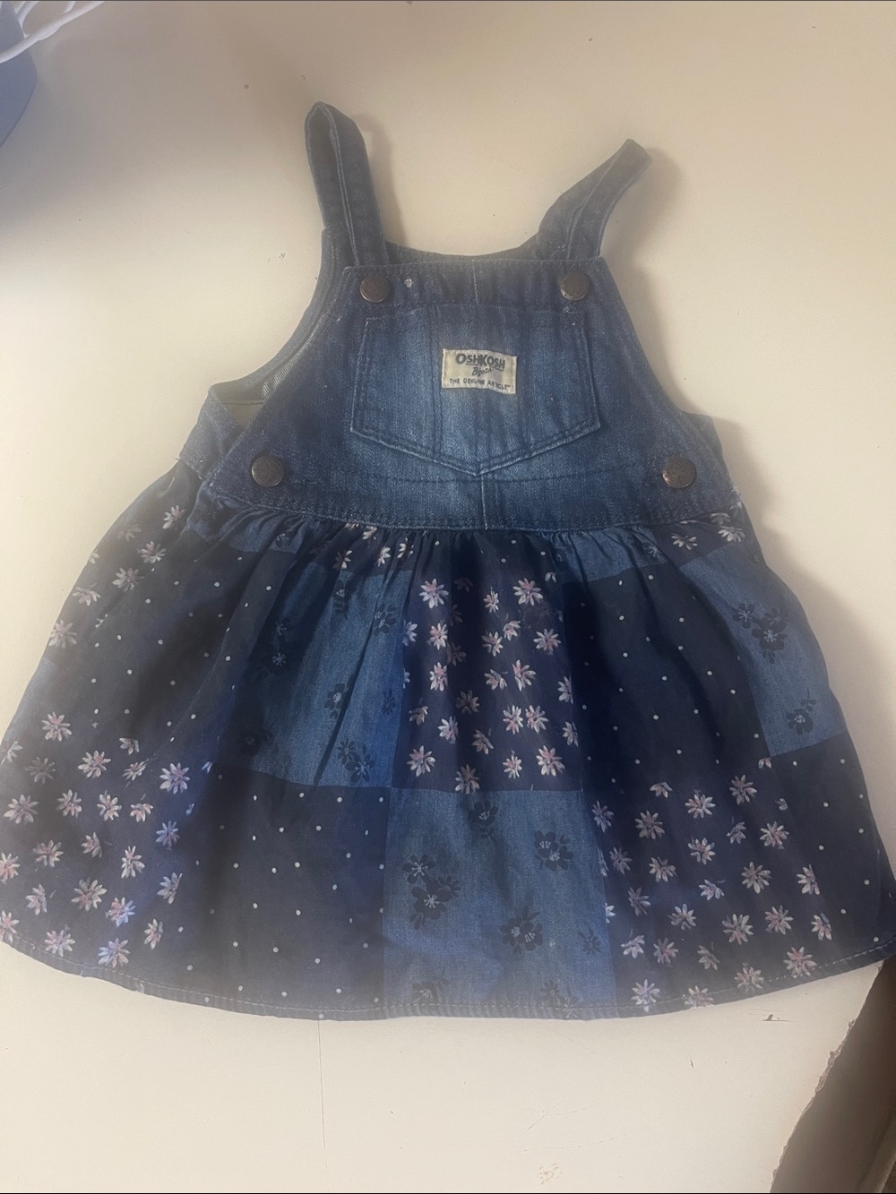 OshKosh B'gosh Navy Denim Floral Patch Dress